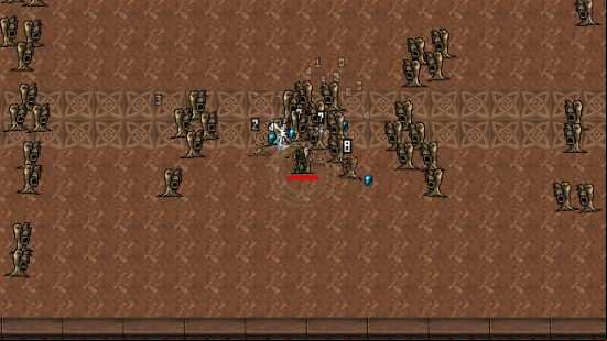 Best Vampire Survivors characters - Poe is surrounded by mud men in the corridors of a library.