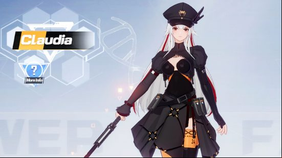 Tower of Fantasy Claudia build: Claudia as she appears in the simulacrum menu in Tower of Fantasy, armed with her Guren Blade