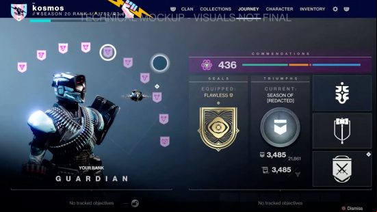 Destiny 2 Guardian Ranks explained: A screen showing the interface of how Guardian Ranks will work.