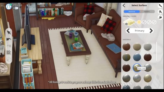 The Sims 5 - screenshot of creation tools in Project Rene, showing materials for a table being chosen