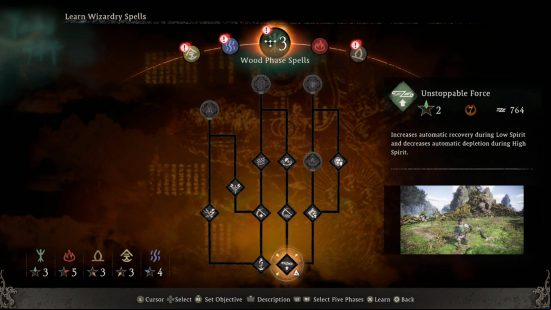 Wo Long best spells - the Wood spell tree.
