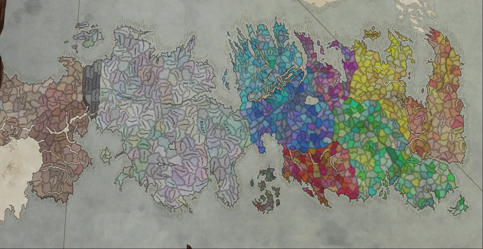 Get the Crusader Kings 3 Game of Thrones total conversion mod today: A Game of Thrones map of Westeros from strategy game Crusader Kings 3