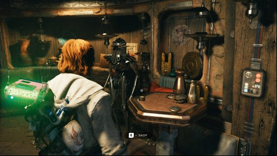 A robot runs a shop in the game Star Wars Jedi Survivor