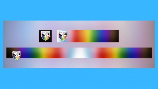Get a Destiny 2 Pride emblem for your donation to a great org: Destiny 2's The Infinite Prismatic emblem on a blue background. 