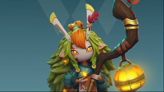 Beko is one of the Ever Core Heroes characters in the  type. They are wearing a mask and holding a staff with a lantern on it.