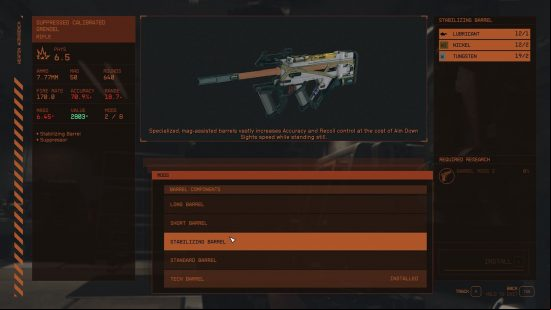 Best Starfield weapon mods: a computer screen displaying all available weapon mods.