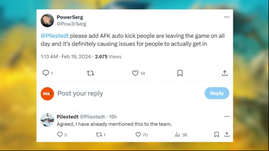 Helldivers 2 AFK post on X