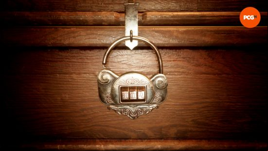 A combination lock shows the symbols for three zodiac signs, and the solution to one of the Alone in the Dark combination lock puzzles.