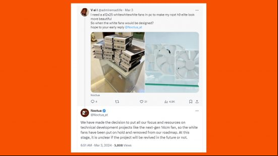 noctua white fans twitter