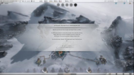 A pop-up prompting the player to build and assemble a Frostpunk 2 Council.