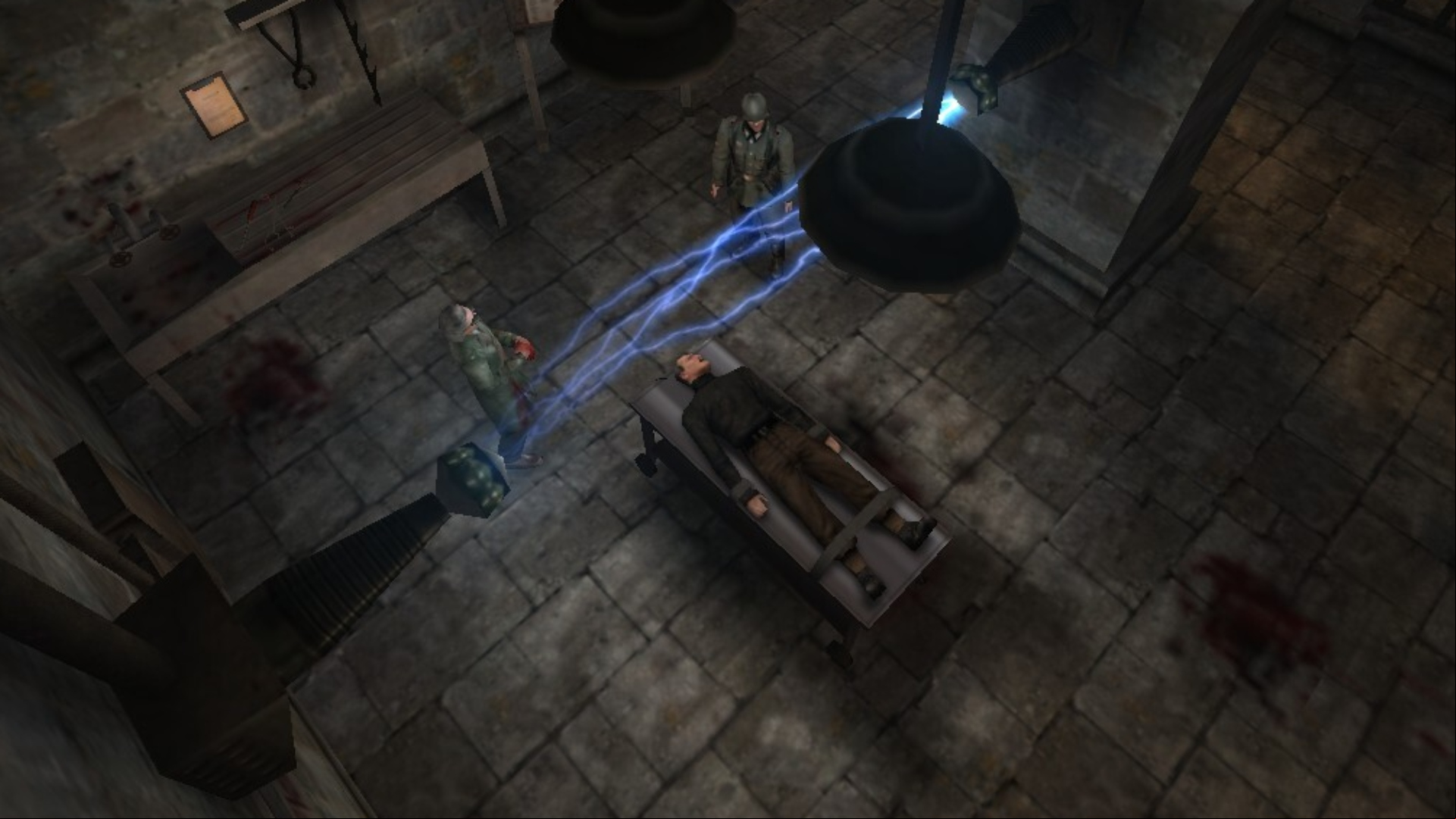 Return to Castle Wolfenstein remaster mod: A man being questioned in classic PC FPS game RTCW