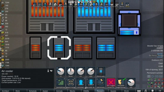 Best Rimworld mods: a series of heaters and coolers ranging in size.