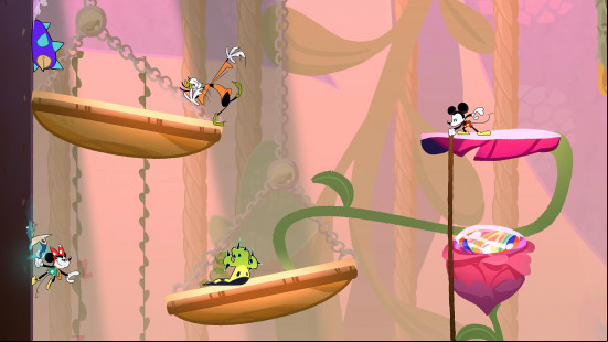 Mickey, Minnie, and Goofy team up in cute platforming adventure game Disney Illusion Island, one of the best Disney PC games.