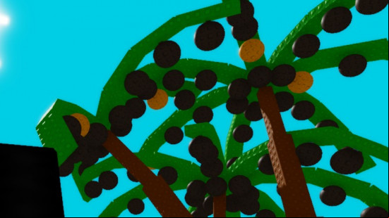 Grow a Garden mutations: Gold Coconuts growing on a tree.