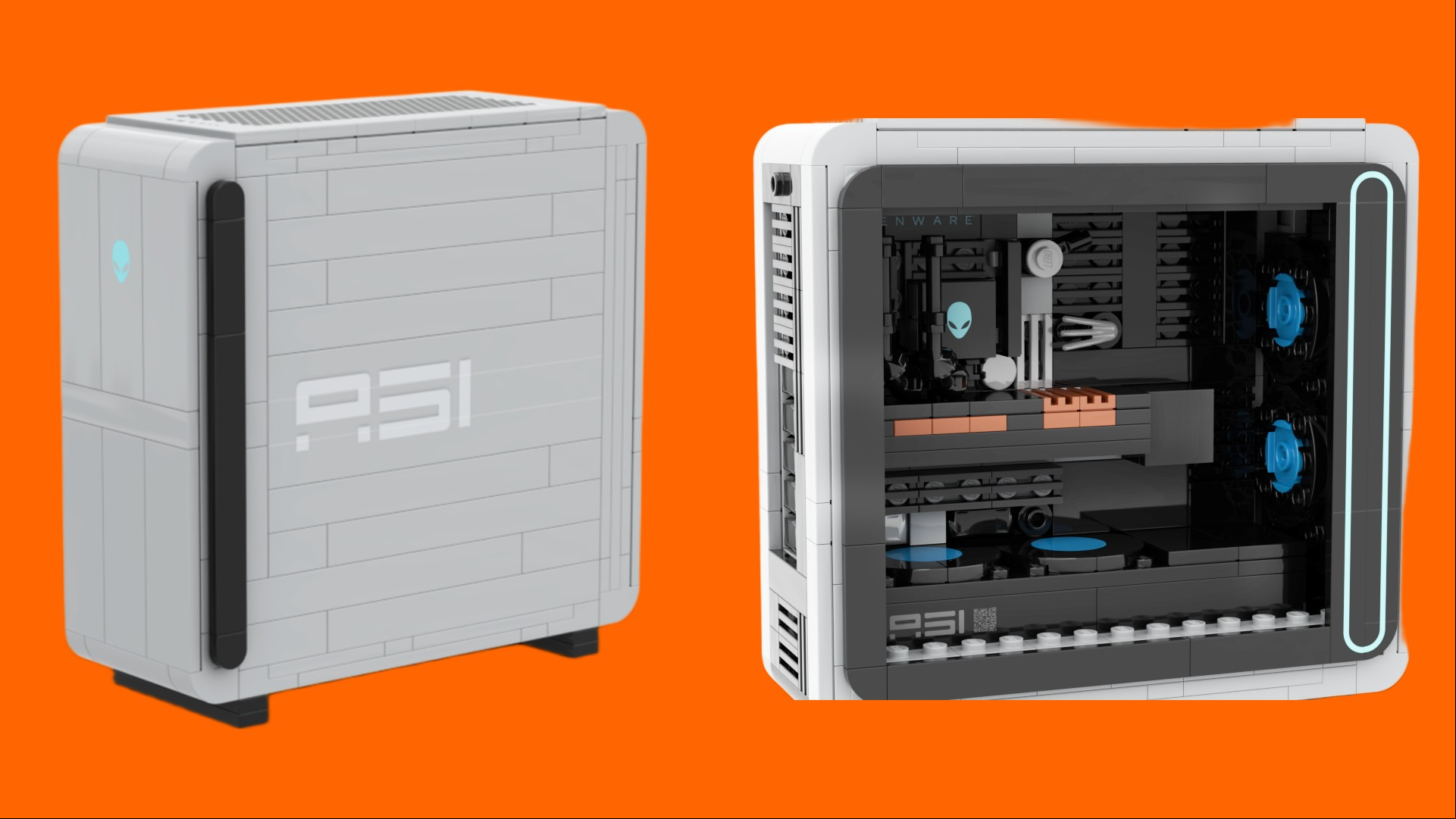 Alienware Area 51 Lego set from alternative angles