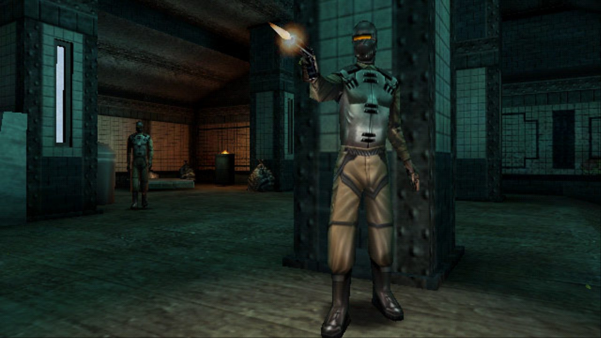Deus Ex mod unofficial remaster: A soldier with a gun from FPS and RPG Deus Ex
