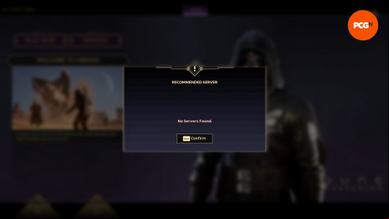 An in-game message showing no Dune Awakening servers found.