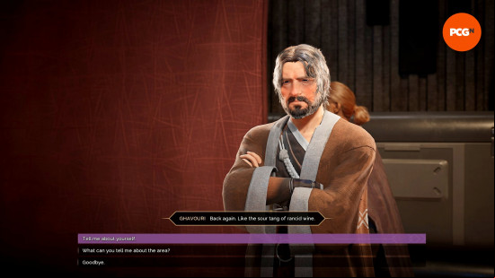 A dialogue option for Ghavouri, one of the best Dune Awakening trainers.