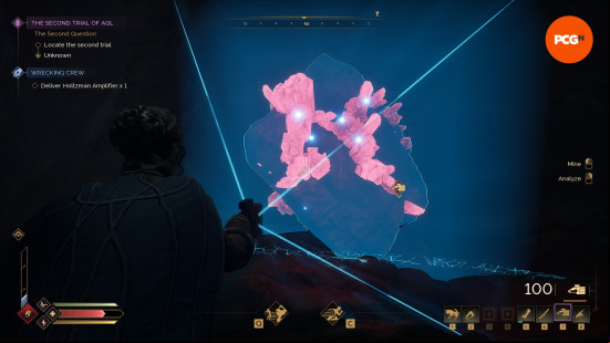 A player scans a cluster of Dune Awakening Erythrite Crystal.