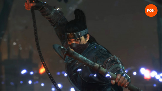 Nioh 3 gameplay: a young ninja holds a kusarigama