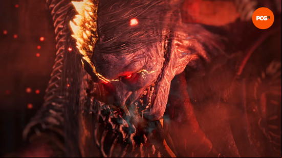 Nioh 3 trailers: an elderly looking yokai with glowing red eyes