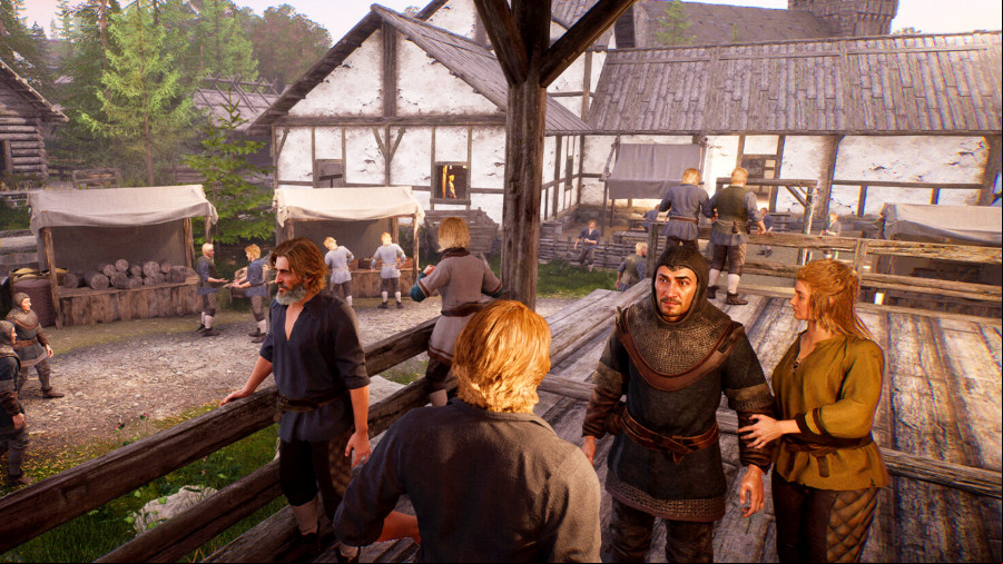 Noble Legacy - A small crowd forms in a medieval town.