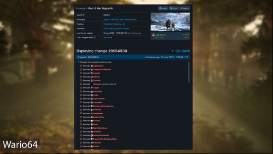 Steam, showing region restrictions removed from the a game.